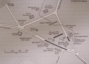 Lexington Green Map, courtesy of Massachusetts Historical Society 