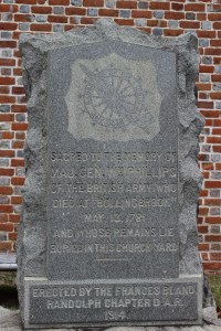 Grave marker of William Phillips near Blandford Church