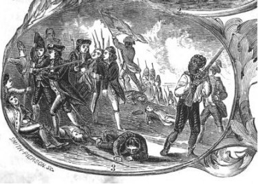  This image is from William C. Nell’s book The Colored Patriots of the American Revolution, 1855.  Notice how the white master was removed and the focus is not on General Warren, but the African American holding his musket. 