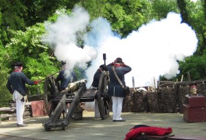 Artillery firing at the Yorktown Victory Center, a museum of the American Revolution administered by the Jamestown-Yorktown Foundation. Jamestown-Yorktown Foundation photo. 