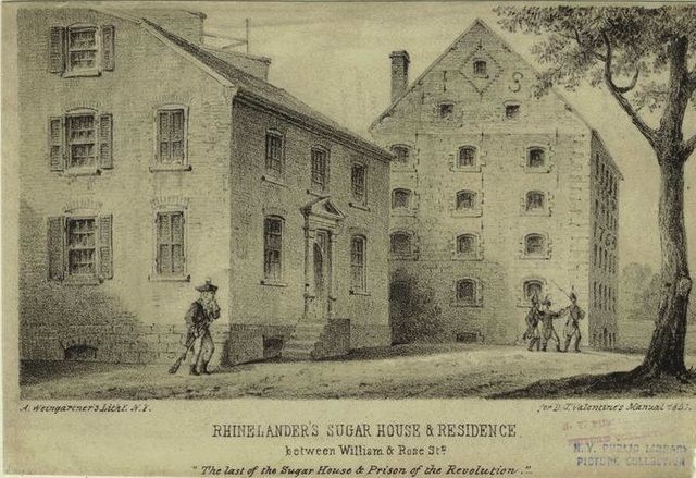 A sketch of one of the prison complexes used in New York City by the British to house American soldiers.