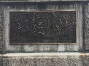 A depiction of the battle on the obelisk.